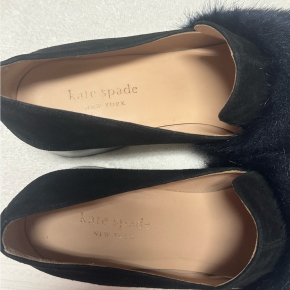 Kate Spade Navy Suede Faux Fur Trim Pumps Size 7 - Picture 8 of 10